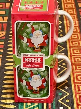 🎁 Retro Holiday Vibes: Nestle Santa Wreath Ceramic Mug Gift Set ❄️